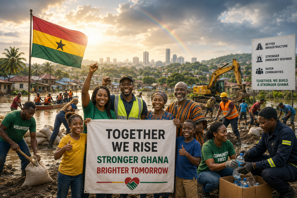 The country of Ghana and Ghanaians are coming together to deal with the floods of 2026 under the guidance of President John Mahama and Govt. authorities
