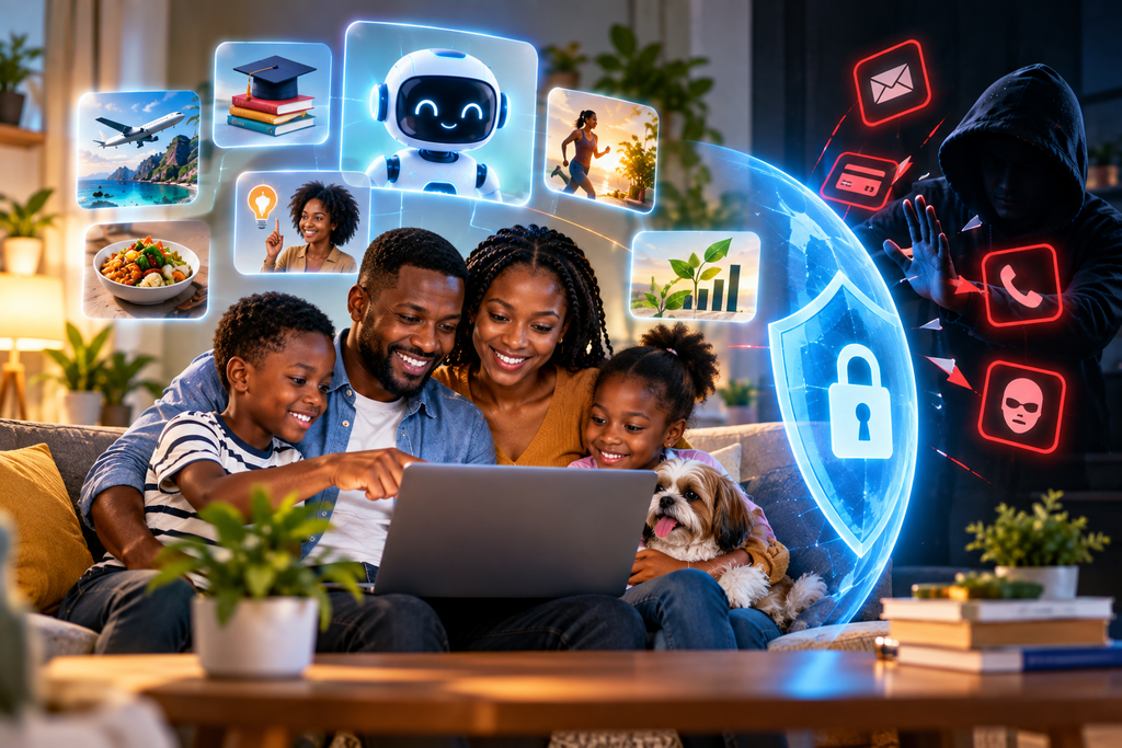 A safe Ghanaian family with AI as friend in 2026 vrg